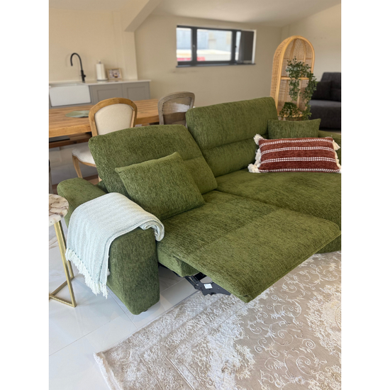 Denver Green Electric Recliner Right-Hand Corner Sofa | Modern Reclining Sofa UK