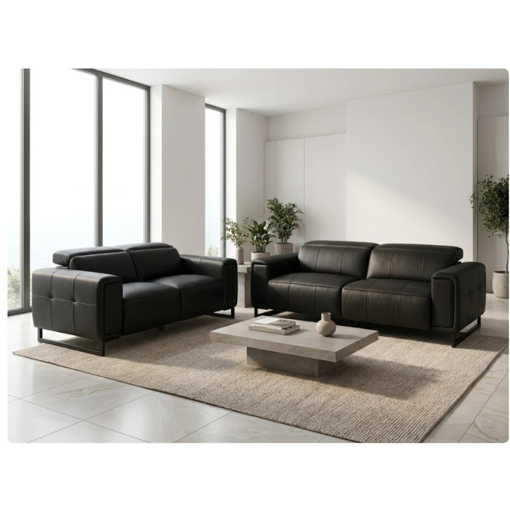 Richmond Black Electric Recliner Sofa 3+2 Set | Leather Reclining Sofa Suite UK