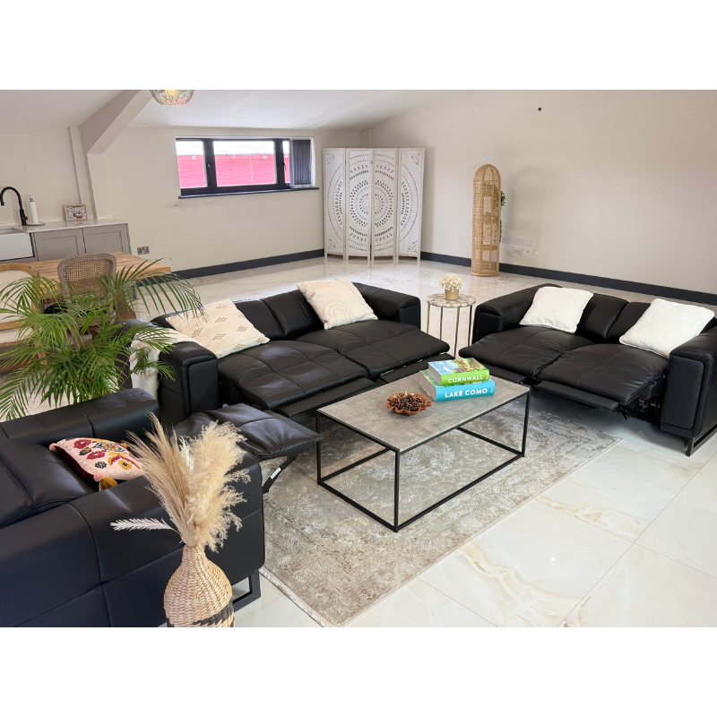 Richmond Black Electric Recliner Sofa 3+2 Set | Leather Reclining Sofa Suite UK