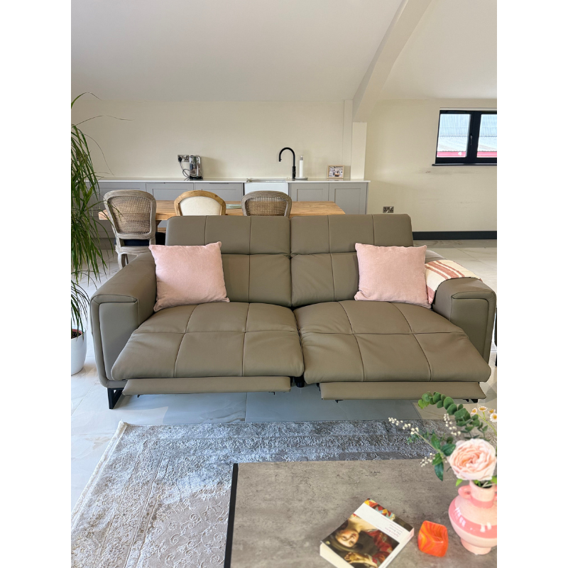 Richmond Grey Electric Recliner Sofa 3+2 Set | Leather Reclining Sofa Suite UK