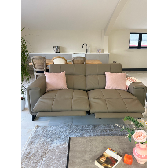 Richmond Grey Electric Recliner Sofa 3+2 Set | Leather Reclining Sofa Suite UK