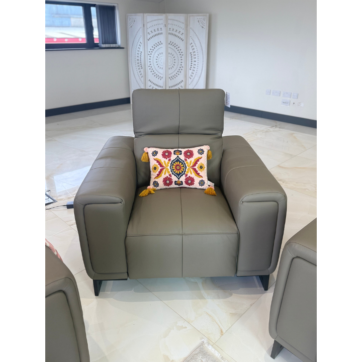 Richmond Grey Electric Recliner Armchair | Leather Recliner Chair UK
