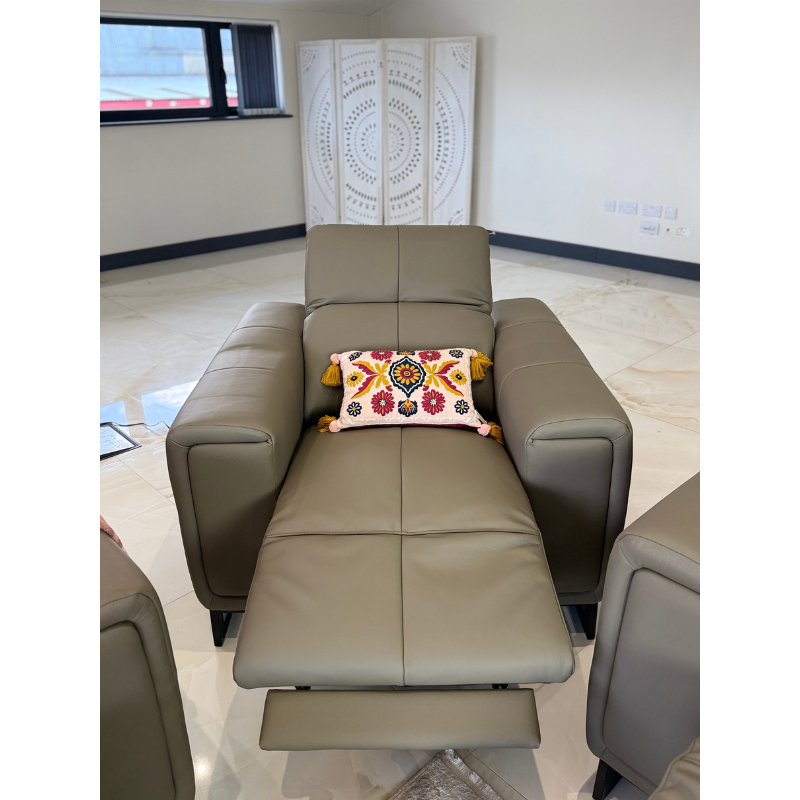 Richmond Grey Electric Recliner Armchair | Leather Recliner Chair UK