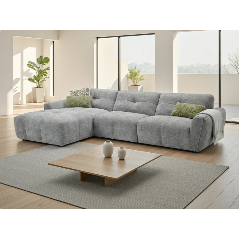 Montana Grey Left-Hand Corner Sofa | Modern Fabric Corner Sofa UK