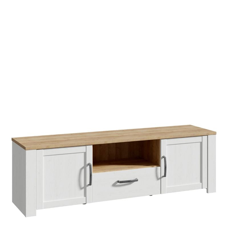 Bohol 2 Door 1 Drawer TV Unit in Riviera Oak/White W 166.1 x H 51.8 x D 42 cm-FTG-