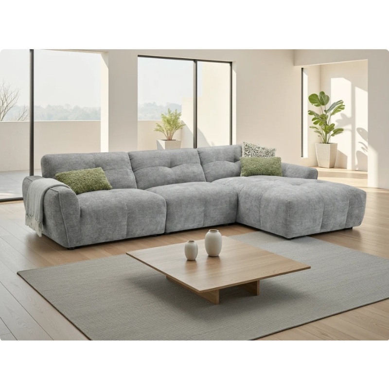 Montana Grey Right-Hand Corner Sofa | Modern Fabric Corner Sofa UK