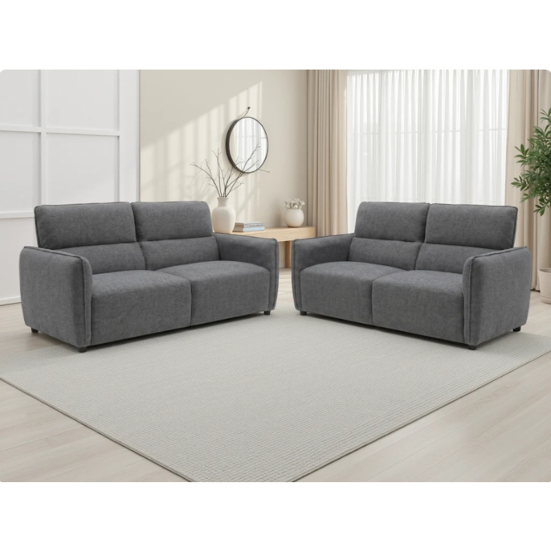 Ascot Charcoal Sofa 3+2 Set | Modern Fabric Sofa Suite UK