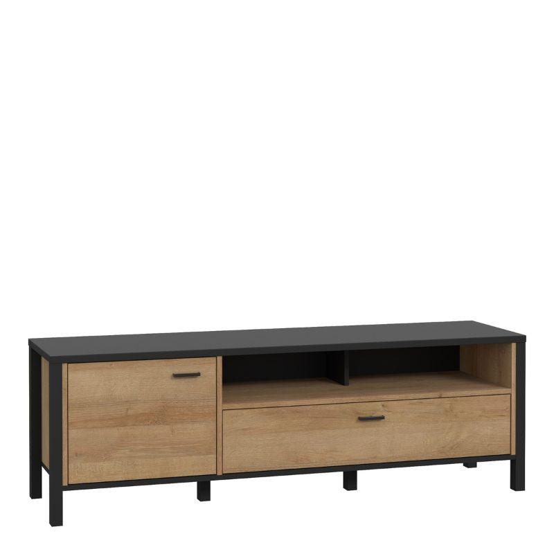 High Rock TV Unit in Matt Black/Riviera Oak W 151.3 x H 49.9 x D 40.2 cm-FTG-