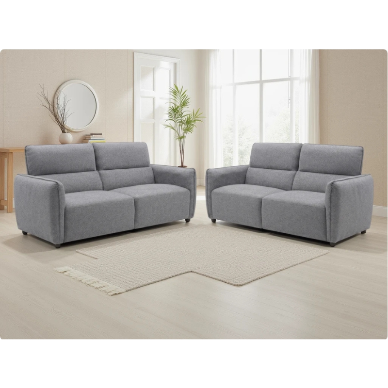 Ascot Grey Sofa 3+2 Set | Modern Fabric Sofa Suite UK