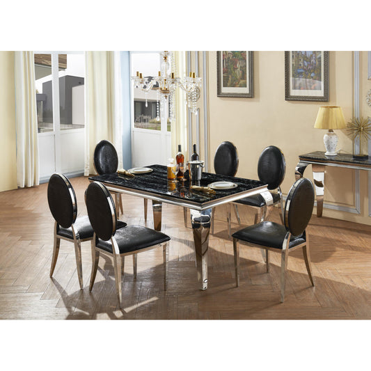 Arriana Marble Dining Table with Stainless Steel Base 1150W x 900D x 750H-Dining Tables-Heartlands Furniture-